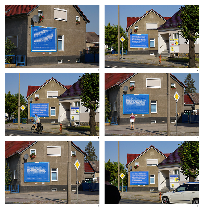 Matthias Haase, Edition, 6 Fotos von der Plakataktion, Als Caspar David Friedrich Elsterwerda besuchte, 2024